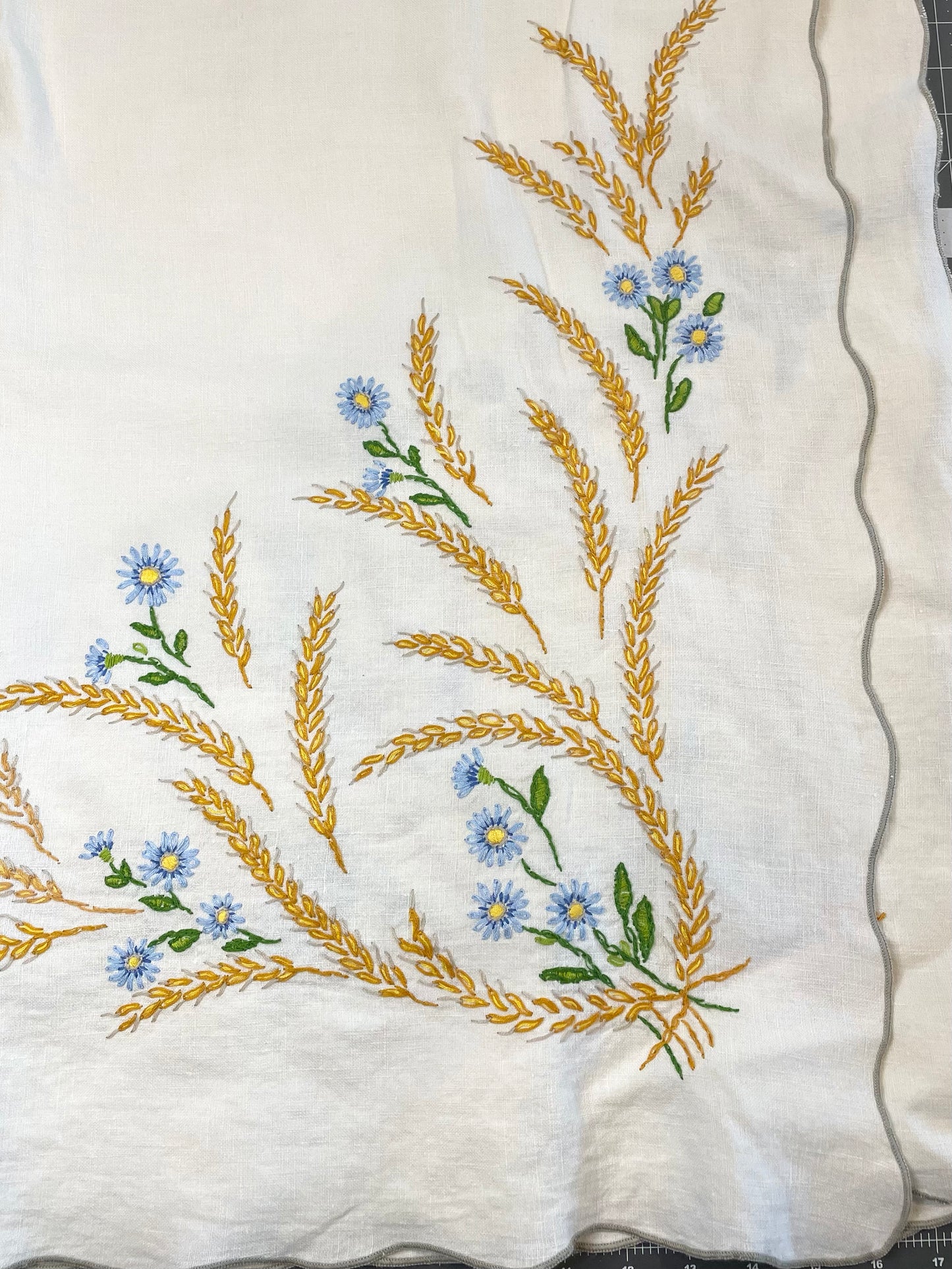 *Made-to-Order* Wheat Fields + Wildflowers Vintage Hand Embroidered Tablecloth Dress ~ Choose Your Size ~ XS - 3X