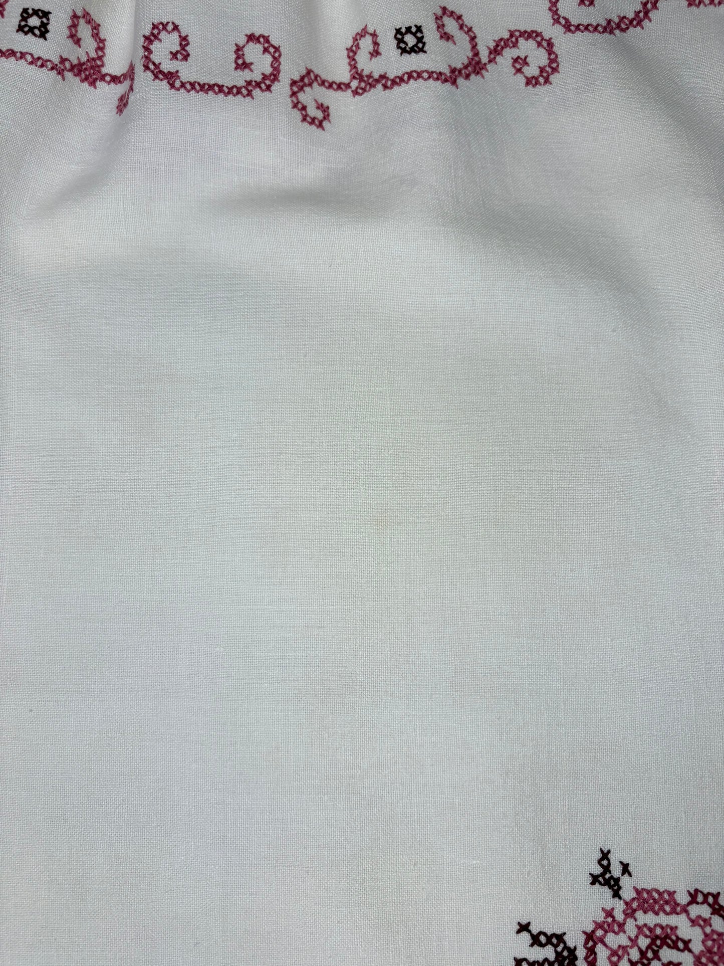 *Ribbons & Roses* ~ Vintage Hand Embroidered Linen Tablecloth Dress ~ 2X