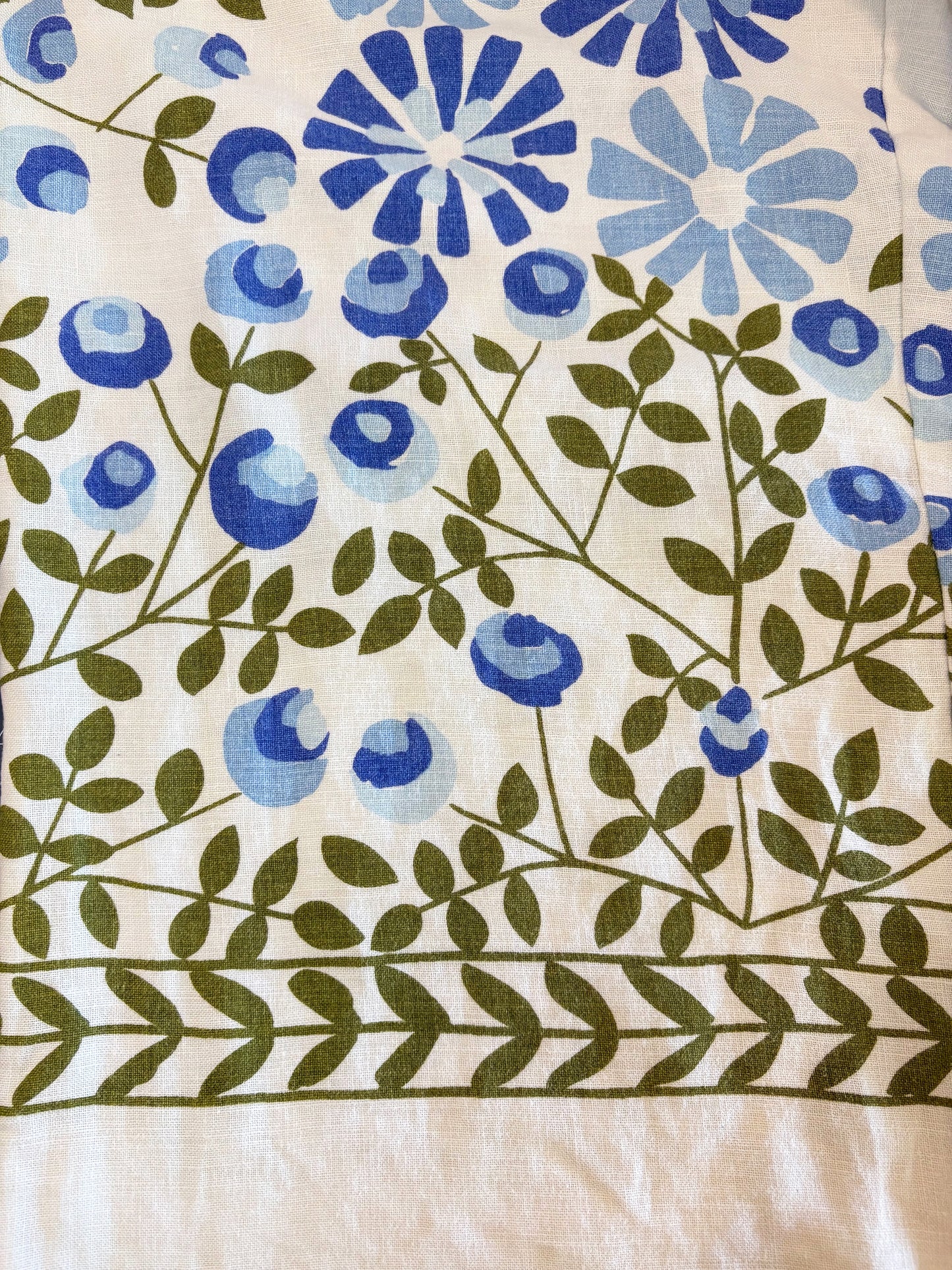 Gorgeous Cornflower Blue & Moss Green Vintage Linen Tablecloth Pants - L/XL