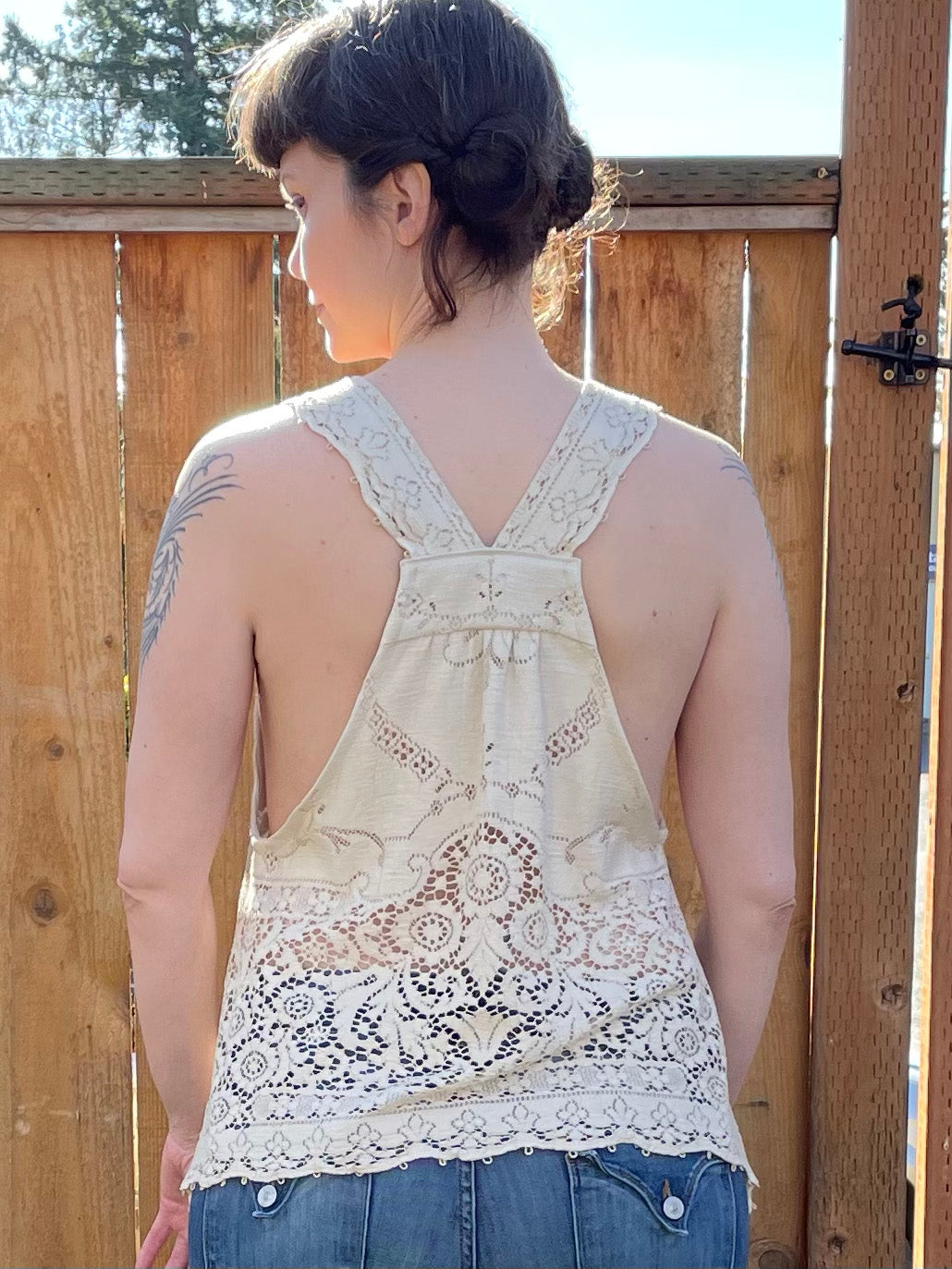 Solstice Top ~ Made from a Vintage Lace Tablecloth ~ Size XS/S
