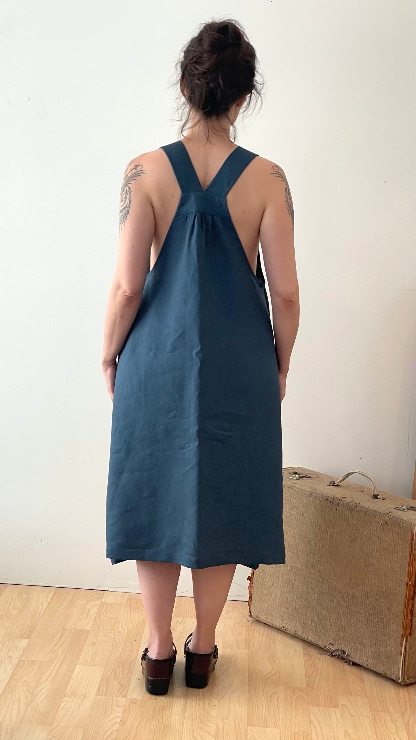 Solstice Dress in 100% Organic Linen ~ Aegean Sea (Deep Teal)