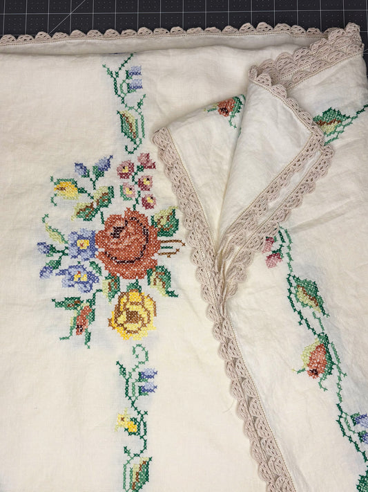 *Made to Order* ~ Secret Garden ~ Vintage Hand Embroidered Tablecloth Dress ~ Choose Your Size (XS - 3X)