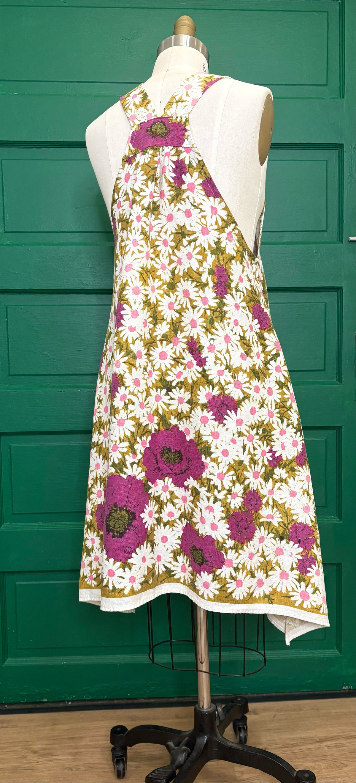 *Absolutely Spectacular* ~ Vintage Retro Floral Linen Tablecloth Dress ~ XS