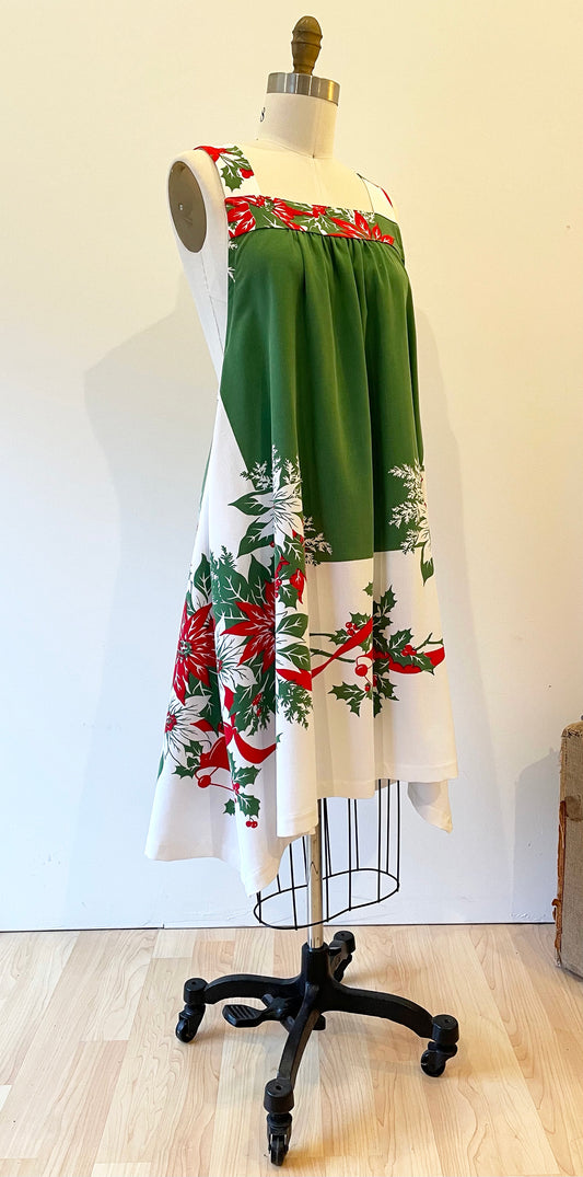 Vintage Tablecloth Dress ~ Christmas Wishes ~ Size XL