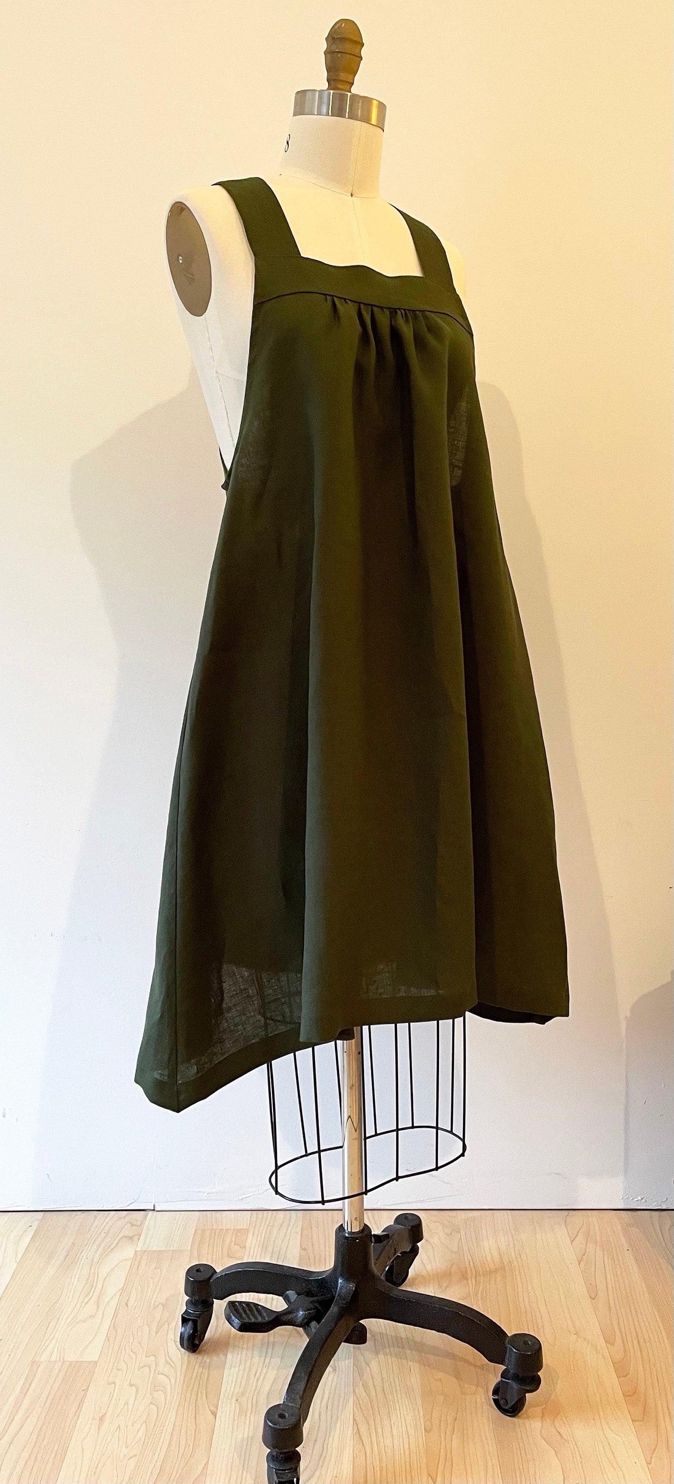Made-to-Order ~ Solstice Dress ~ Mossy Woods (Deep Green) Organic Linen