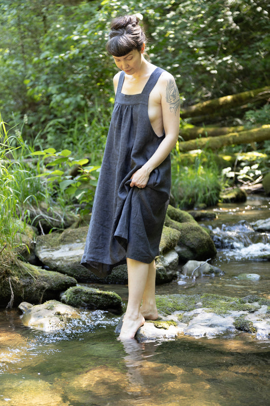 *SECOND* Solstice Dress in 100% Organic Night Song Linen ~ Size XL