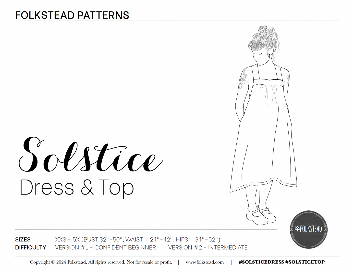 Solstice Dress & Top PDF Sewing Pattern - Sizes XXS - 5X ~ Beginner Friendly