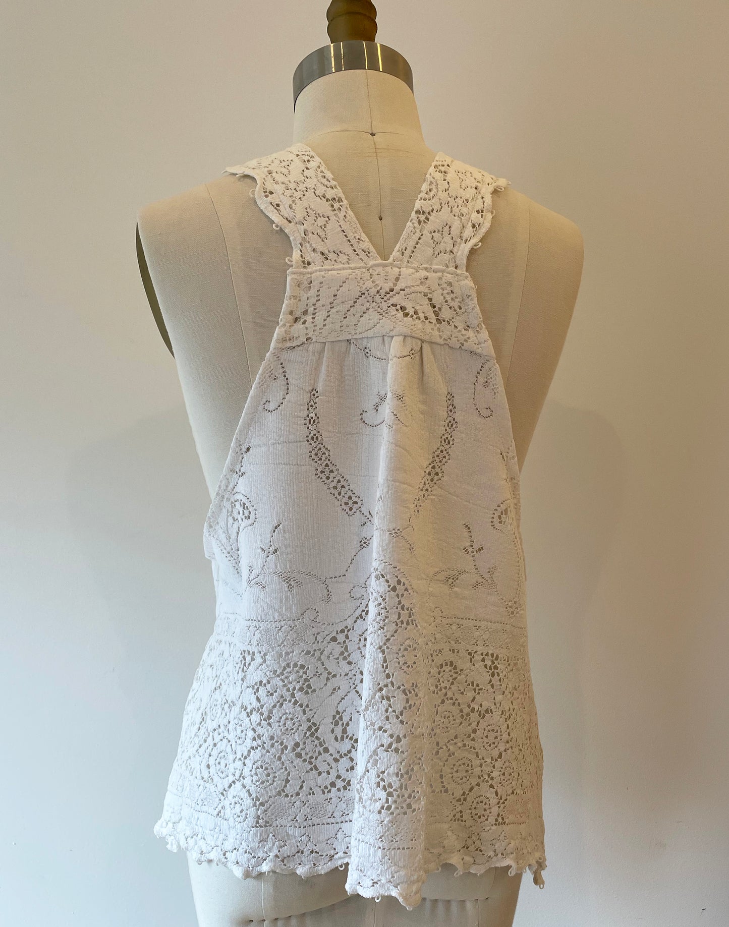 Vintage Soft White Lace Tablecloth ~ Solstice Top ~ Size S