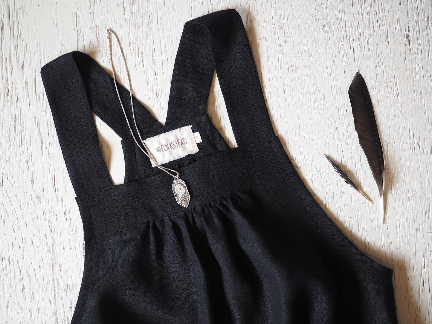 *Made-to-Order* ~ Solstice Dress ~ Black Organic Linen - Choose Your Size XS to 3X