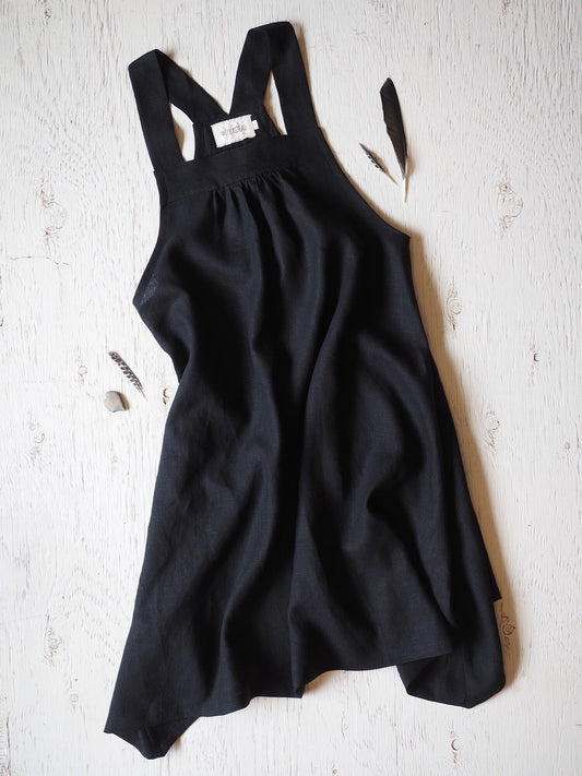 *Made-to-Order* ~ Solstice Dress ~ Black Organic Linen - Choose Your Size XS to 3X